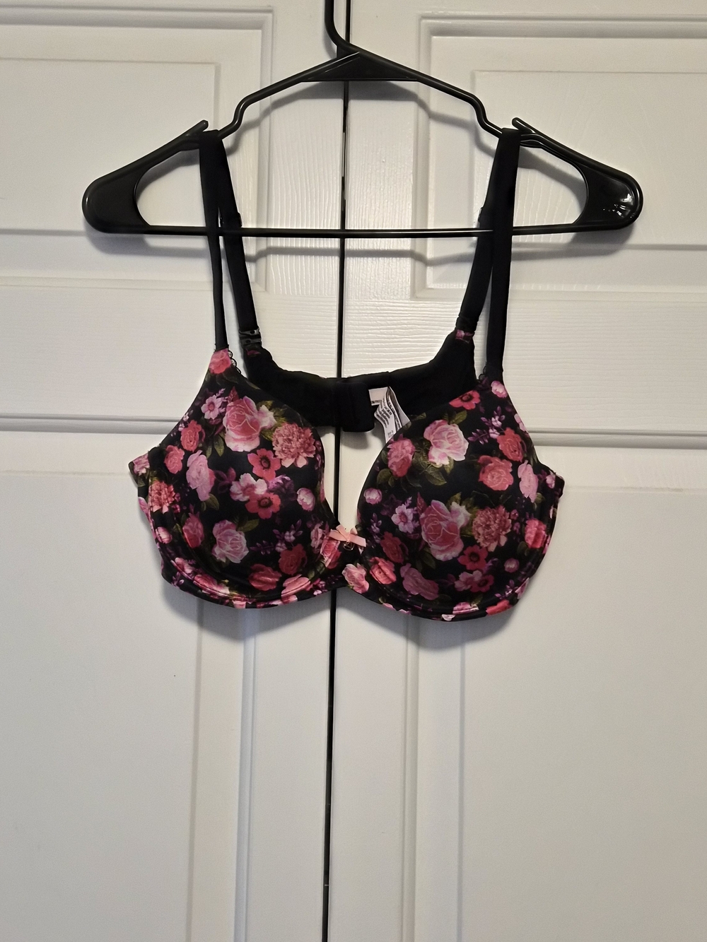 Victoria's Secret Black Bra with Pink Floral Print